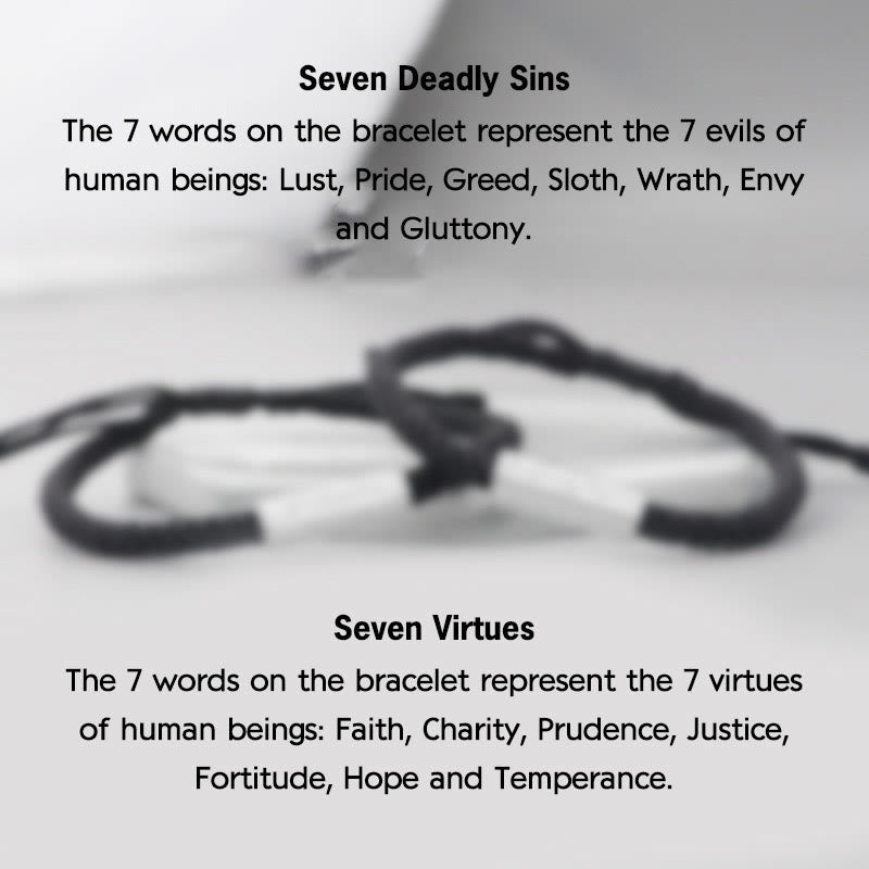 Wear FengShui Seven Deadly Sins Seven Virtues Braided String Bracelet