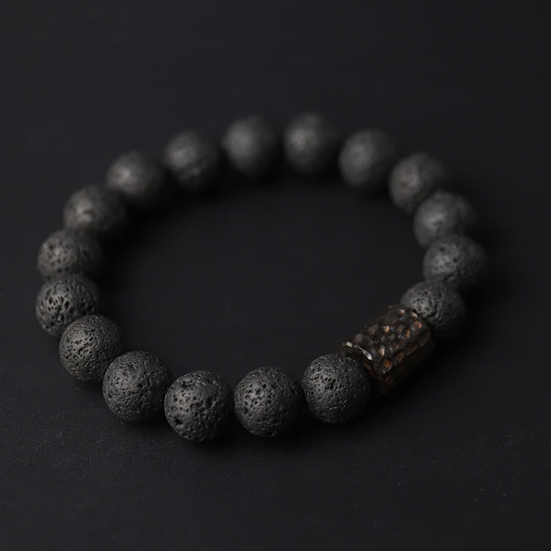 Wear FengShui Lava Rock Ebony Wood Tiger Eye Support Healing Bracelet