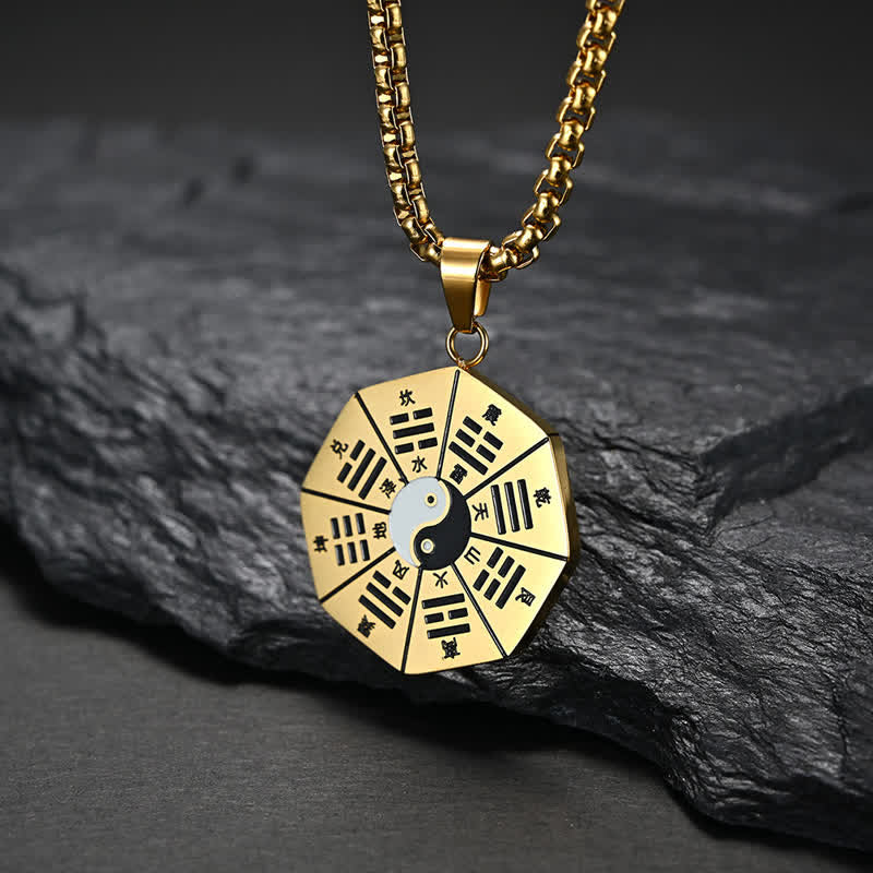 Wear FengShui Bagua Yin Yang Titanium Steel Balance Necklace Pendant