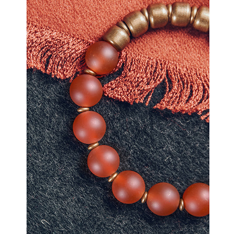 Wear FengShui Tibetan Red Agate Green Agate Copper Confidence Fortune Bracelet