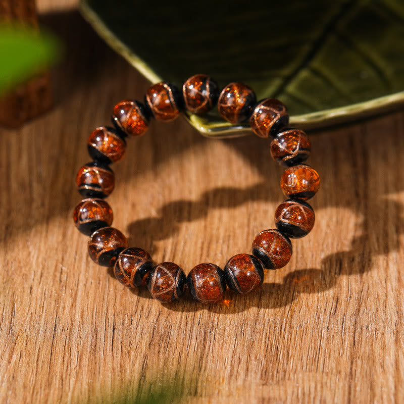 Wear FengShui Tibetan Classic Liuli Glass Bead Luck Wealth Bracelet