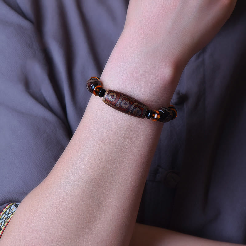 Wear FengShui Tibetan Retro Natural Nine-Eye Dzi Bead Blessings Bracelet