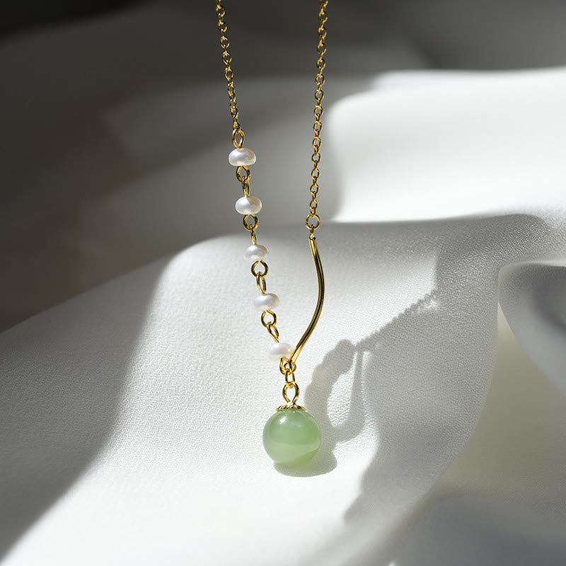 Wear FengShuiNatural Hetian Jade Pearl Luck Bead Necklace Pendant