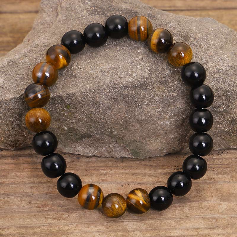 Wear FengShui Tibetan Black Onyx Tiger Eye Protection Necklace Mala Set