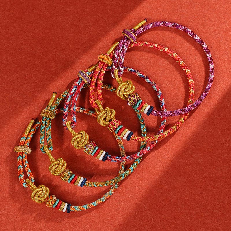 Wear FengShui Handmade Dunhuang Colorful Rope Protection Braid String Bracelet