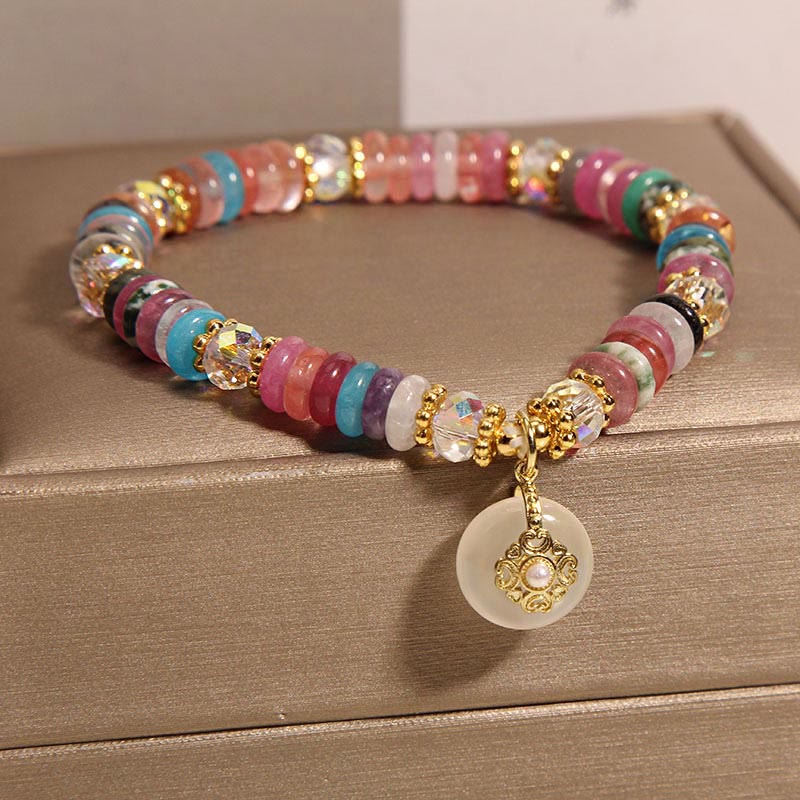 Wear FengShui Various Crystal Peace Buckle Auspicious Bracelet