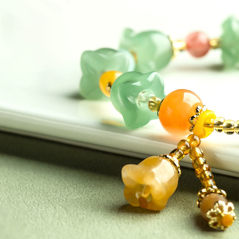 Wear FengShui Green Aventurine Magnolia Flower Luck Bracelet