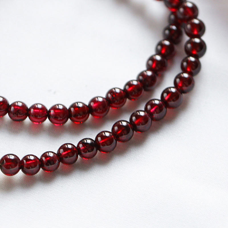 Wear FengShui 14K Gold Plated Natural Garnet Strawberry Quartz Stability Double Wrap Bracelet