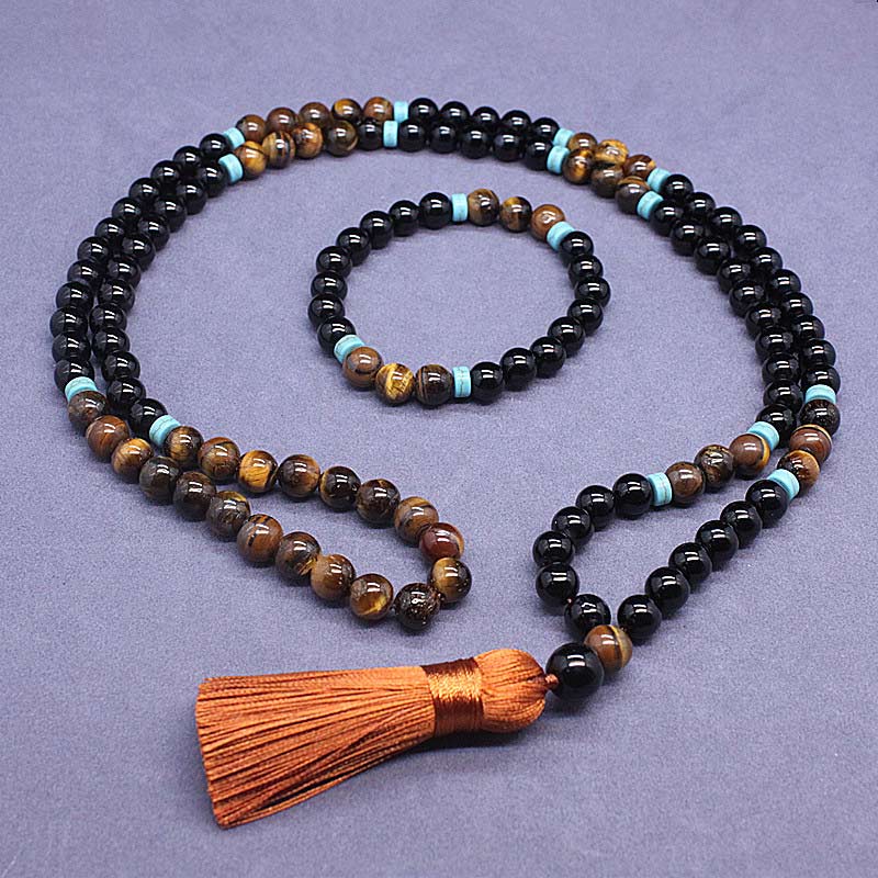 Wear FengShui Tibetan Black Onyx Peaceful Mala Set