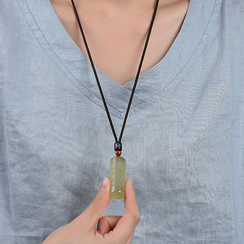 Wear FengShui Heart Sutra Citrine Happiness Strength Necklace Pendant