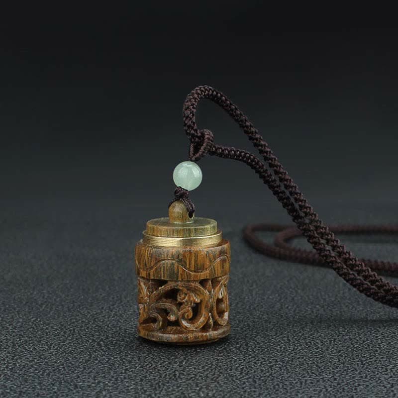 Wear FengShui Tibet Green Sandalwood Rosewood Om Mani Padme Hum Lotus Positive Soothing Necklace Pendant