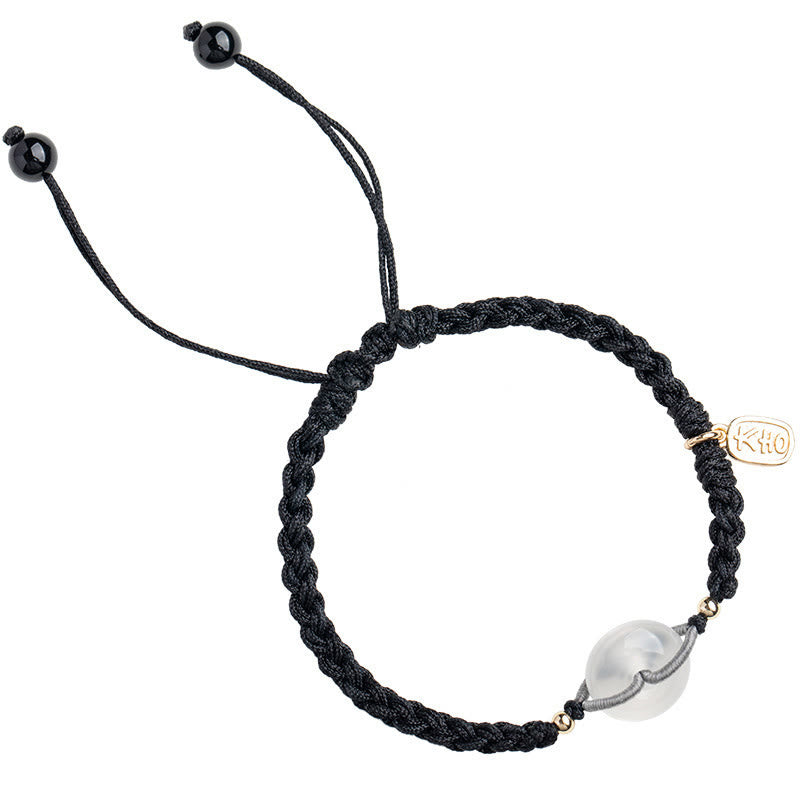 Wear FengShui Chalcedony Round Peace Buckle Positive String Bracelet