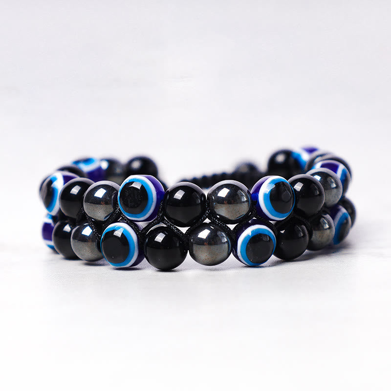 Wear FengShui Evil Eye Hematite Tiger Eye Protection Beaded Bracelet