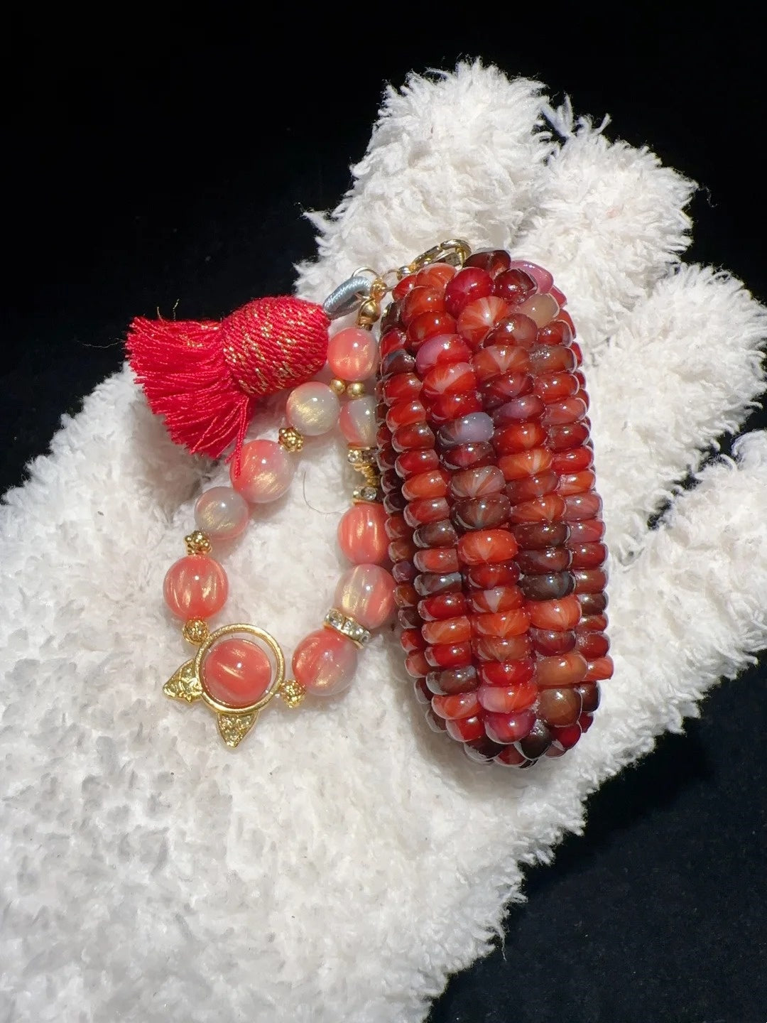 Summer Flame Red Natural Corn Ornament for Fidgeting