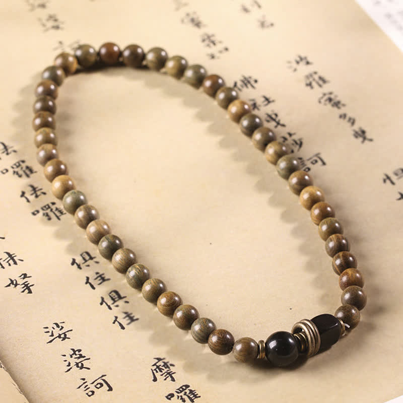 Wear FengShui Tibetan Green Sandalwood Crystal Soothing Peace Bracelet