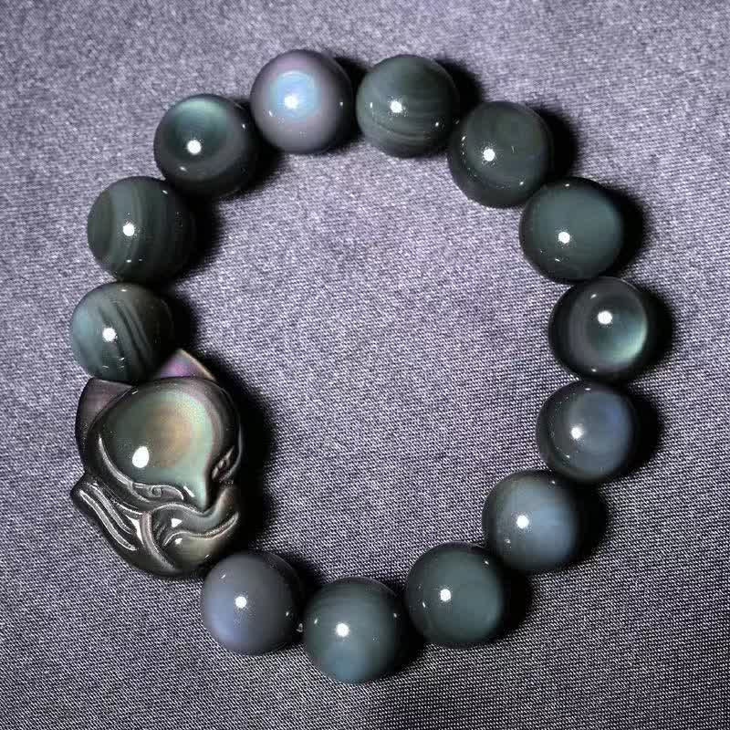 Wear FengShui Rainbow Obsidian Fox Healing Positive Bracelet