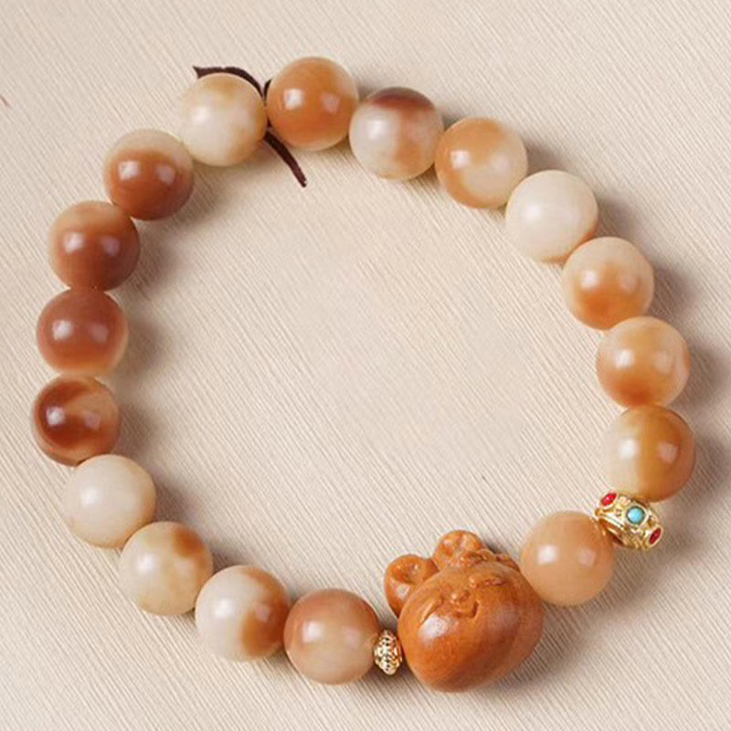 Wear FengShui Natural Bodhi Seed Lovely Rabbit Peace Bracelet