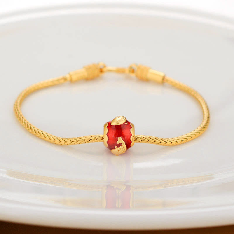 Wear FengShui Tibetan 18K Gold Om Mani Padme Hum Lucky Koi Fish Fu Character Ingot Copper Coin Peace Bracelet
