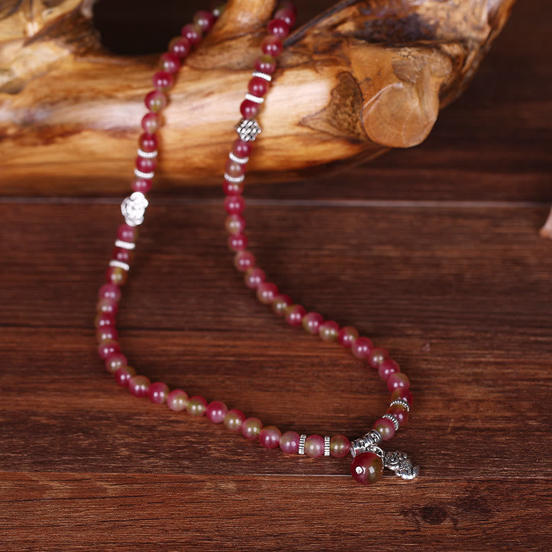 Wear FengShui Natural Watermelon Tourmaline PiXiu Elephant Positive Triple Wrap Bracelet