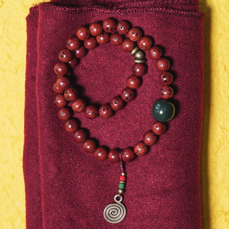 Wear FengShui Bodhi Seed Cyan Jade Copper Peace Luck Bracelet