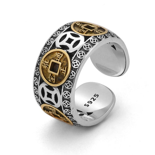 Feng Shui Five-Emperor Lucky Coins Ring