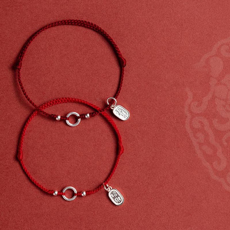 Wear FengShui 925 Sterling Silver Lucky Fortune Peace Joy Lotus Peace Buckle Red String Bracelet