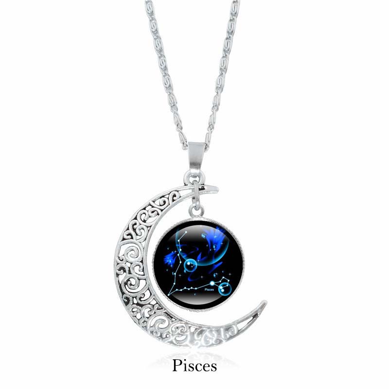 Wear FengShui 12 Constellations of the Zodiac Moon Protection Necklace Chain Pendant