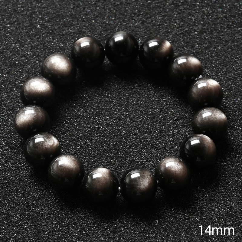 Wear FengShui Natural Silver Sheen Obsidian Soothing Protection Bracelet