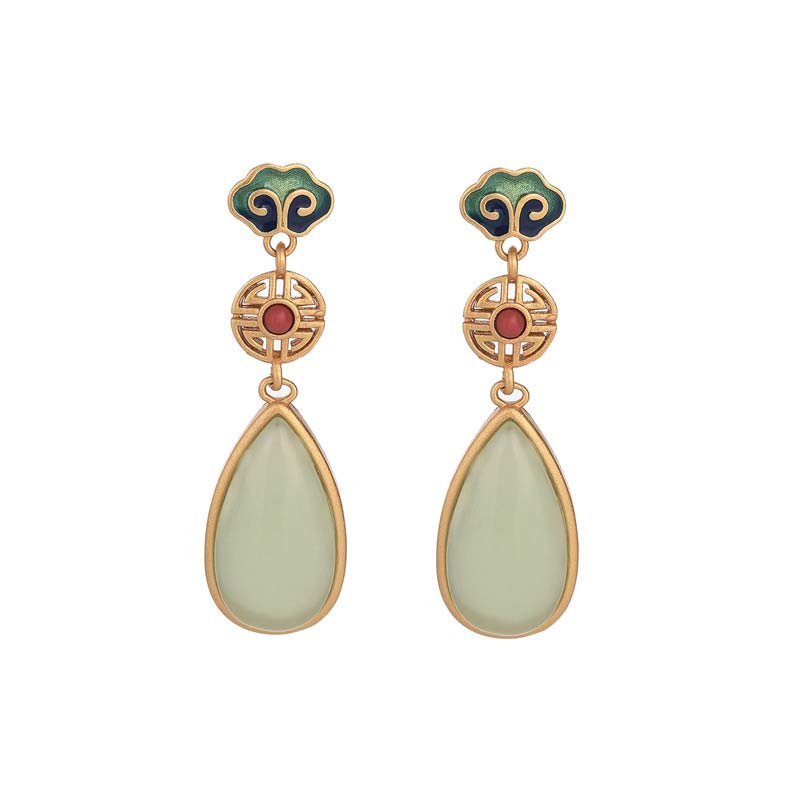 Wear FengShui FengShui Jade Double Happiness Fortune Earrings