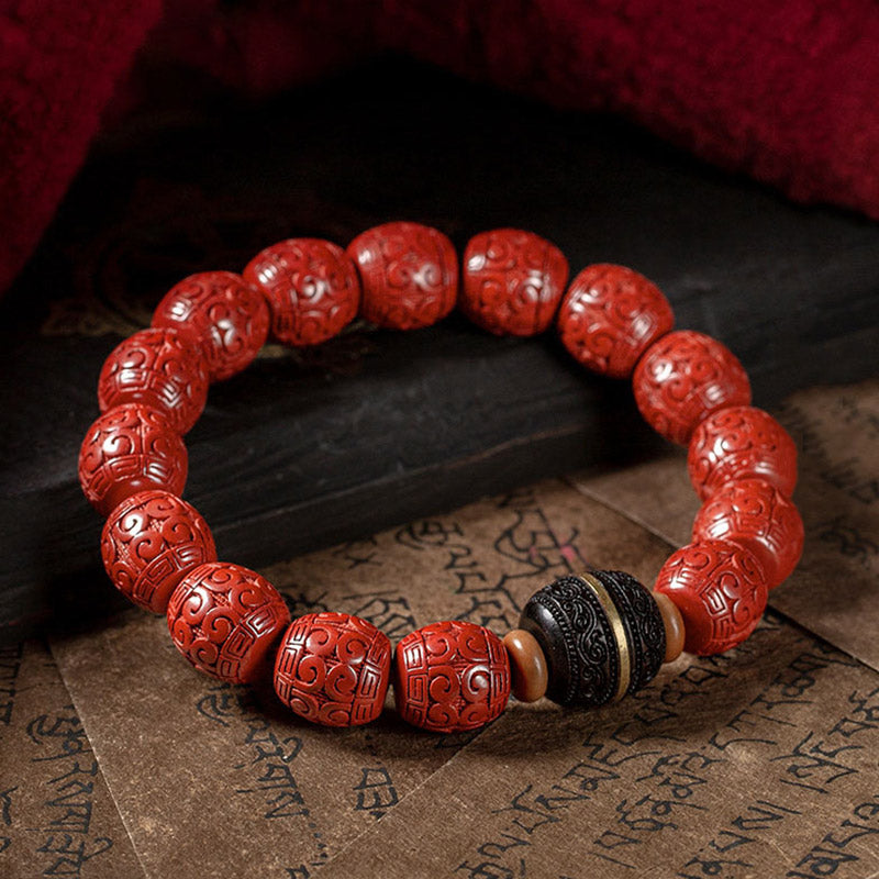 Wear FengShui Natural Cinnabar Ebony Calm Blessing Bracelet