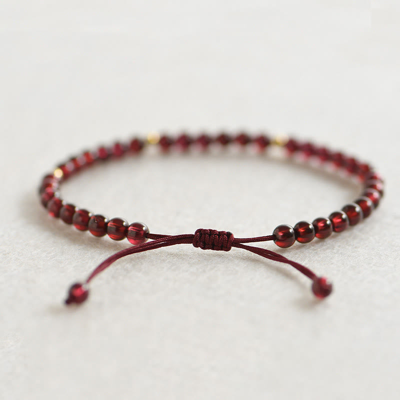 Wear FengShui Natural Garnet Golden Beads Stability Bracelet