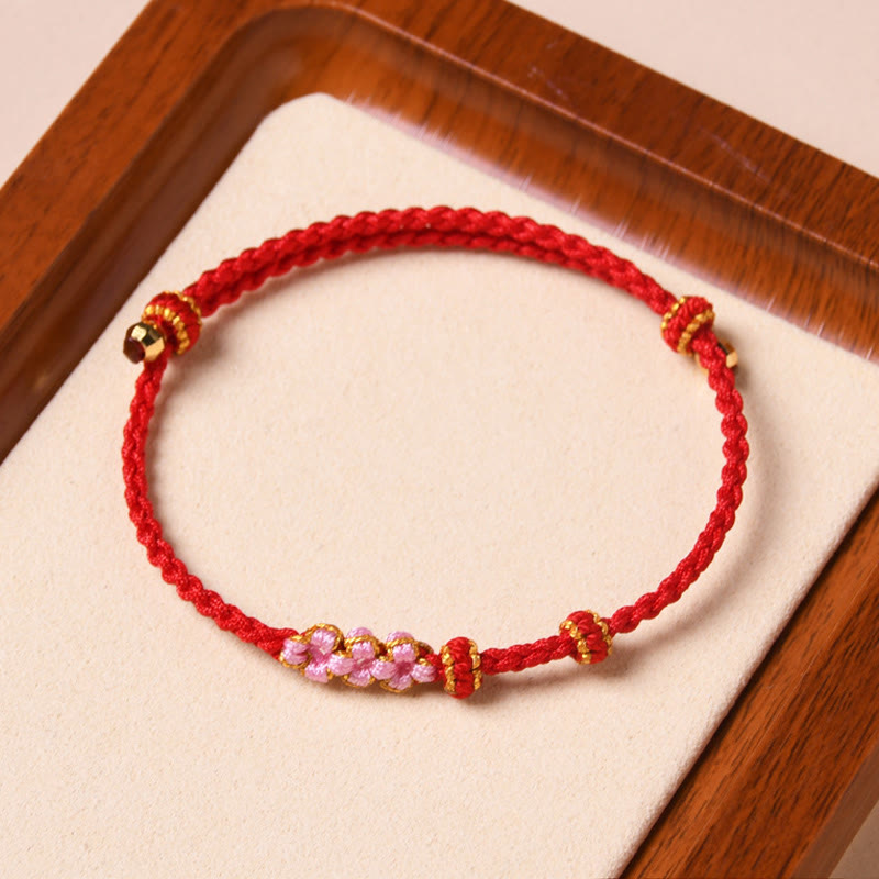 Wear FengShui Handmade Peach Blossom Protection Braided Rope Bracelet