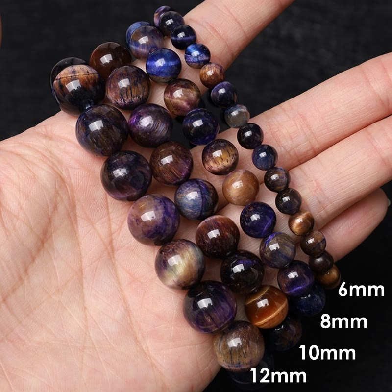 Wear FengShui Natural Purple Tiger Eye Protection Strength Bracelet