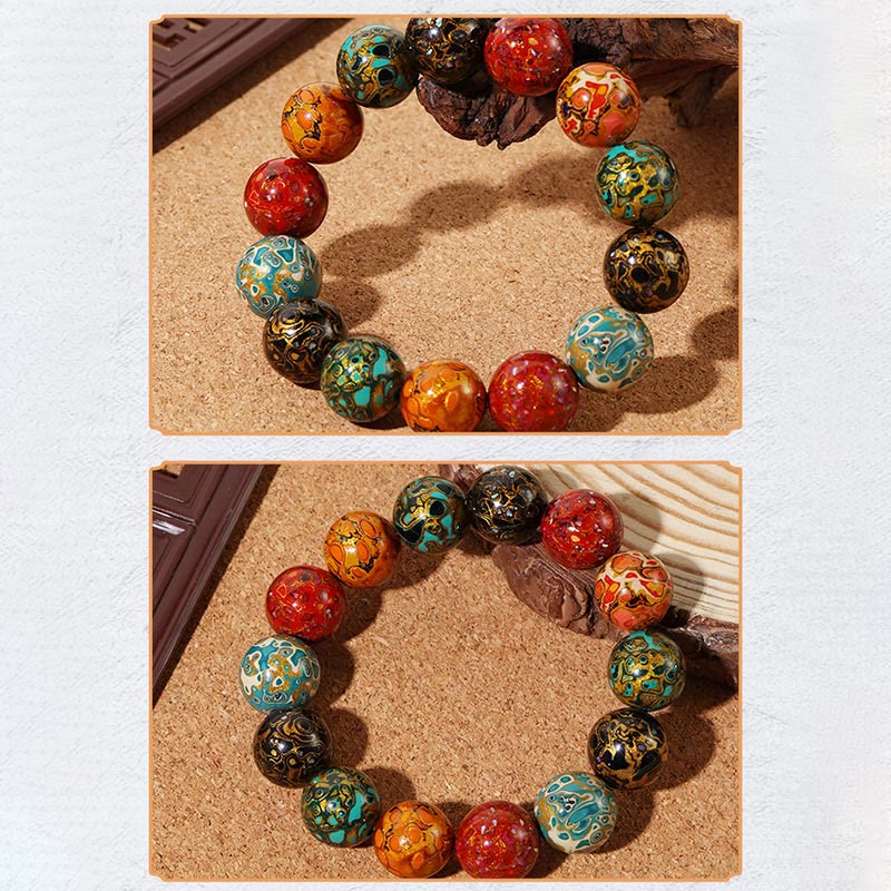 Wear FengShui Natural Multicolored Lacquer Beads Calm Bracelet