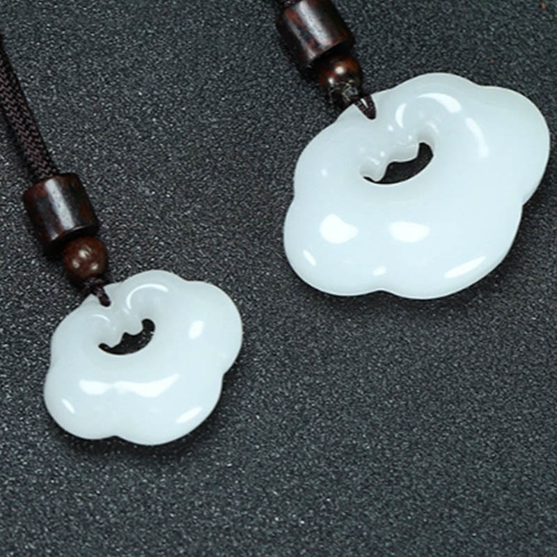 Wear FengShui Tianshan Jade Golden Silk Jade Chinese Lock Charm Abundance Necklace Pendant