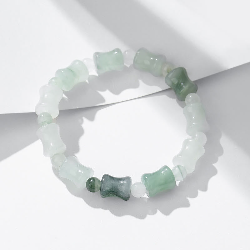 Wear FengShui Jade Coconut Shell Bamboo Pattern Abundance Luck Bracelet