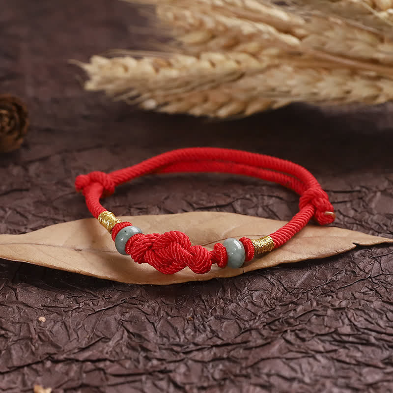 Wear FengShui Red String Jade Luck Fortune Knot Braided Couple Bracelet