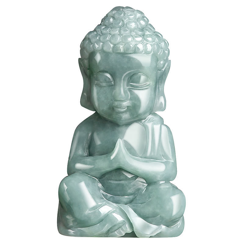 Wear FengShui Natural Jade Meditation Buddha Amulet Serenity Necklace Pendant