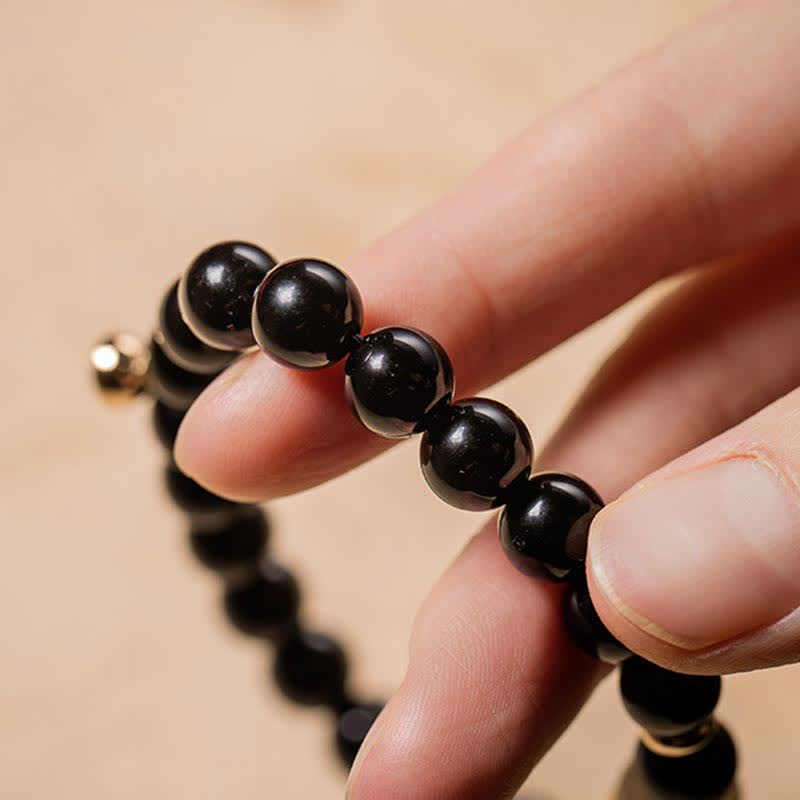 Wear FengShui Black Obsidian Jade Om Mani Padme Hum Strength Couple Magnetic Bracelet