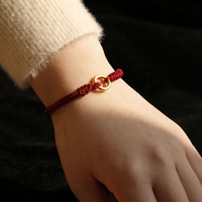 Wear FengShui Alloy Peace Buckle Luck Red String Bracelet
