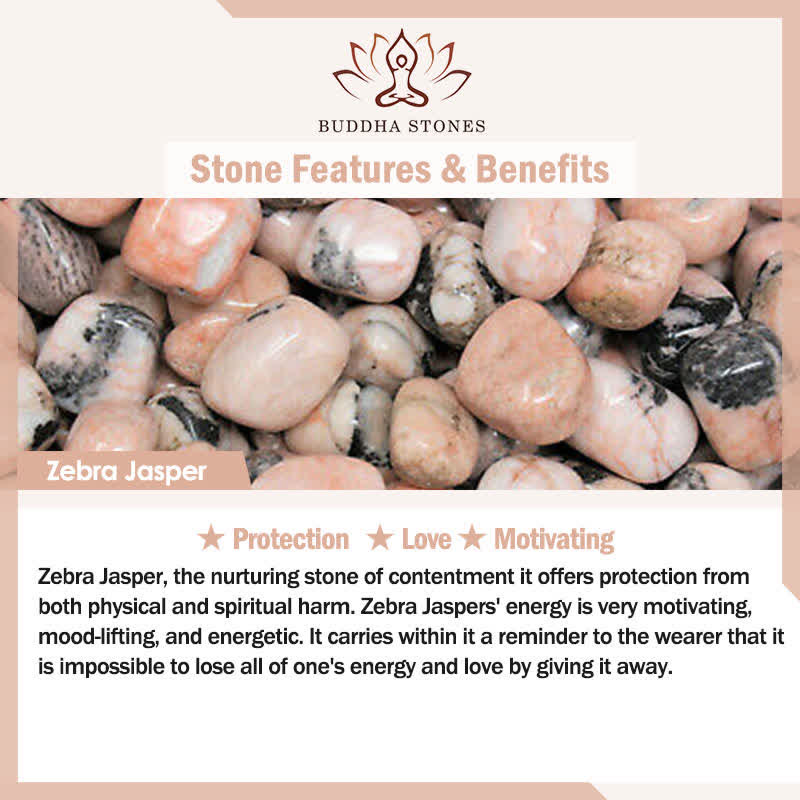 Wear FengShui 108 Mala Beads Sodalite Zebra Jasper Crystal Lotus Strength Bracelet
