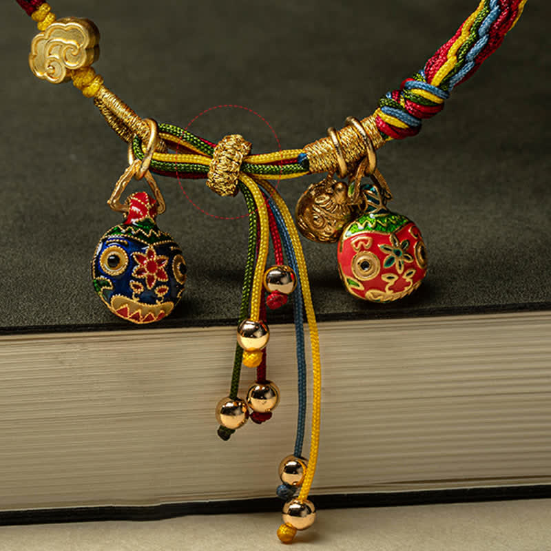 Wear FengShui Gold Swallowing Beast Family Luck Reincarnation Knot Colorful String Bracelet