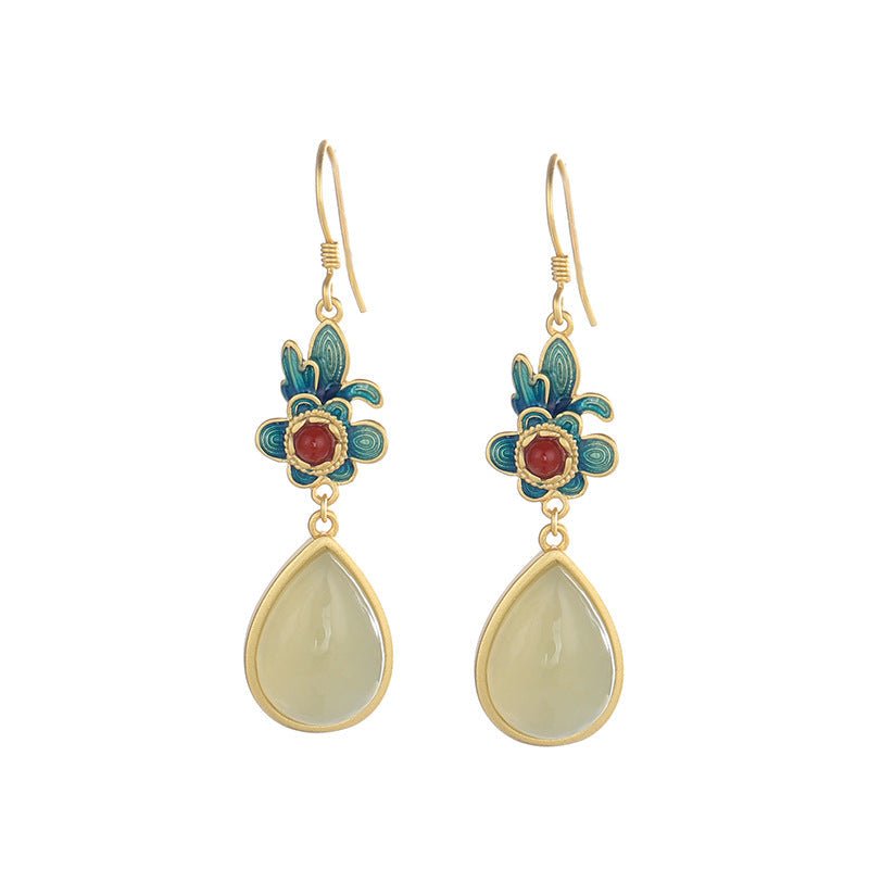 Red Agate Lucky Jade Earrings