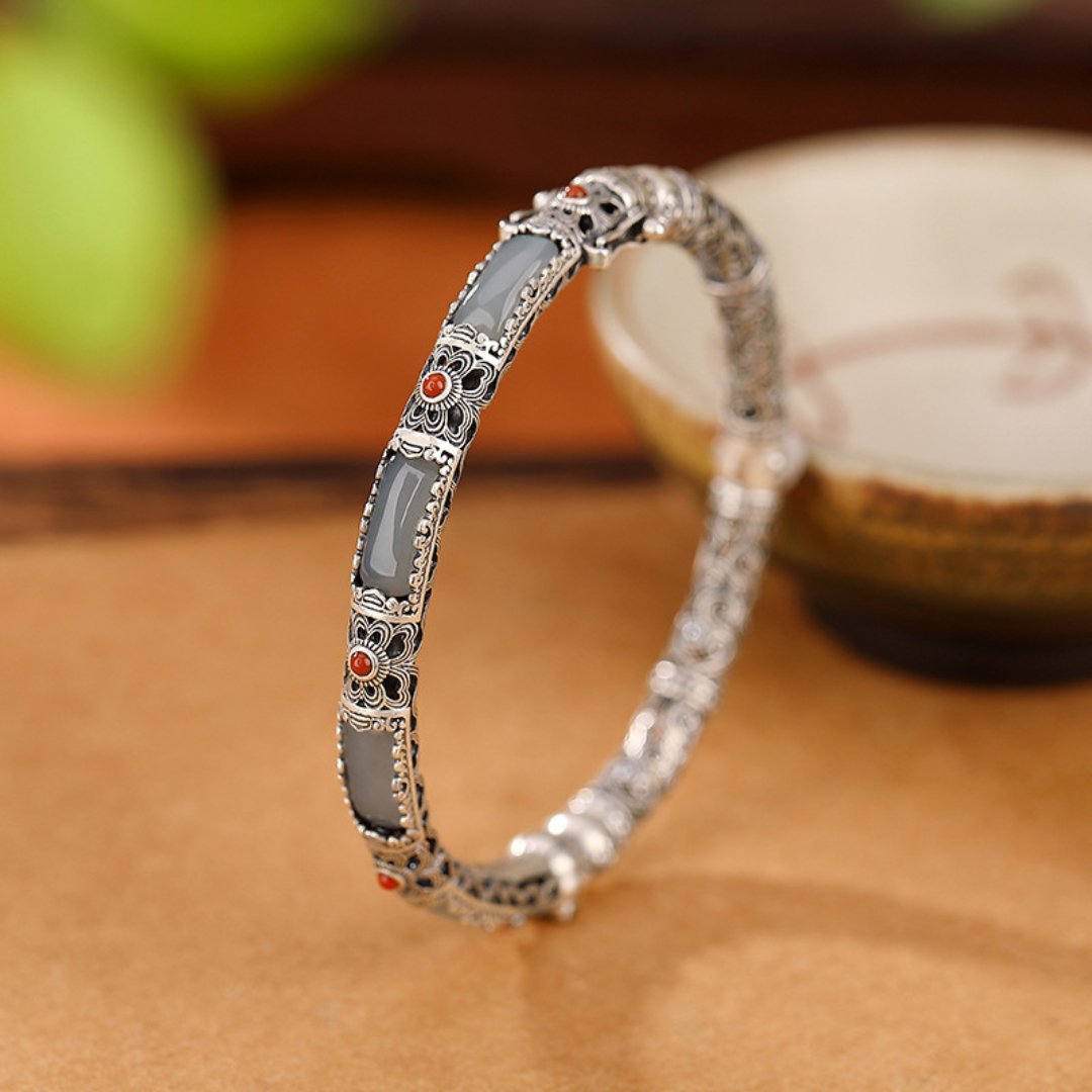 White Jade Charm Bangle